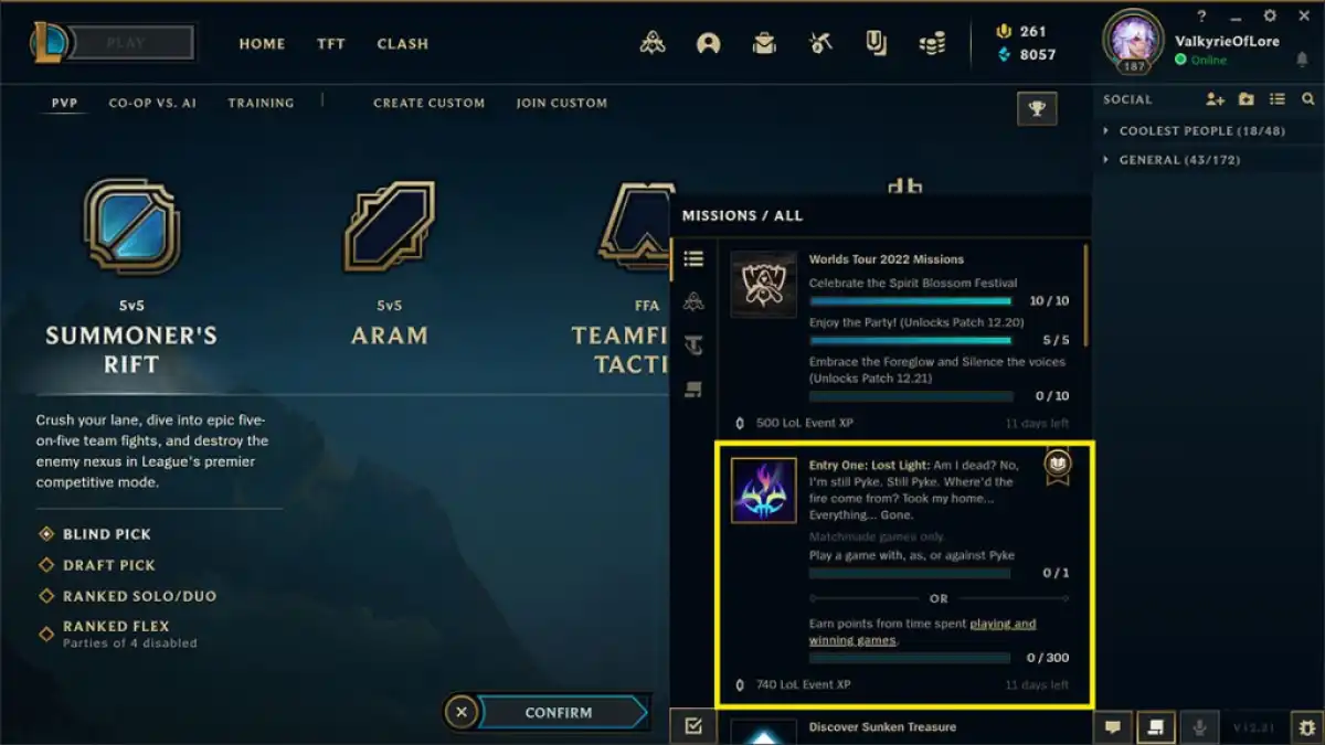 league of legends klient med den empyriske mission omkredset