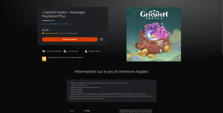 Genshin Impact, en ny pakke gratis til køb af Playstation Plus! 