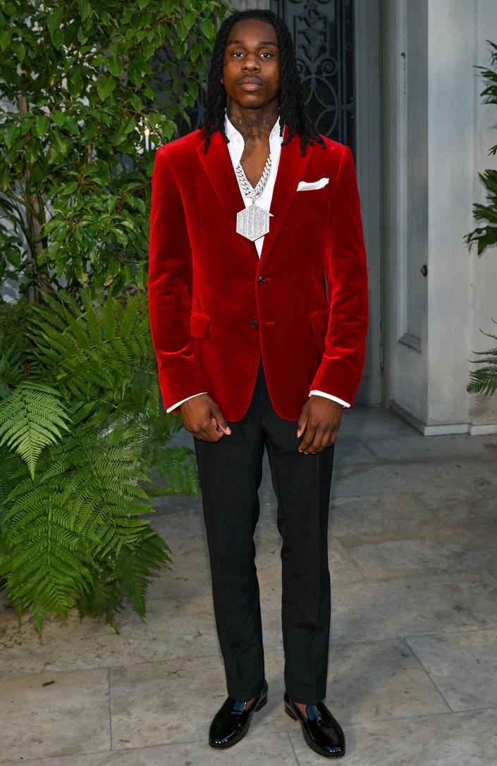 Polo G på Ralph Lauren Spring 2023 klar til at bære runway show afholdt på Huntington Museum and Gardens den 13. oktober 2022 i San Marino, Californien.