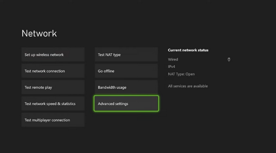 avancerede netværksindstillinger xbox