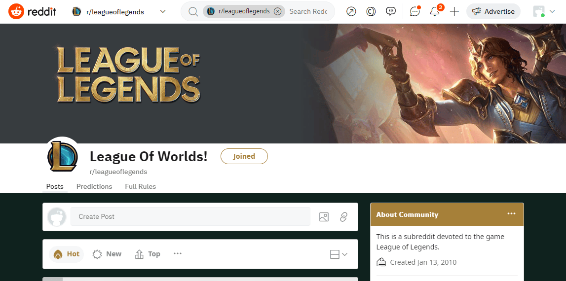 Reddit-side i League of Legends