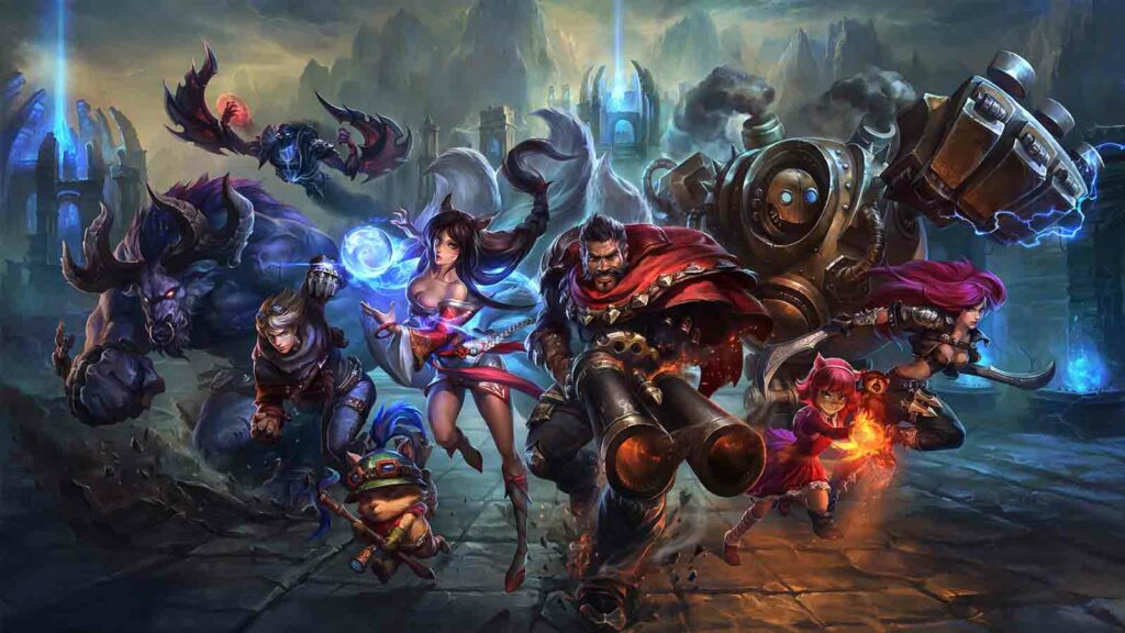PewDiePie på Dota: 'League of Legends ville ikke eksistere uden det' League of Legends-mestrene Alistar, Ezreal, Nocturne, Ahri, Teemo, Graves, Blitzcrank, Annie, Katarina i splashart tapet