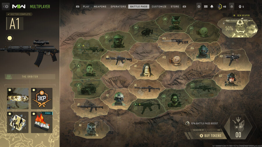 Et billede, der viser den ikke-lineære karakter af MW2 og Warzone 2 Battle Pass.