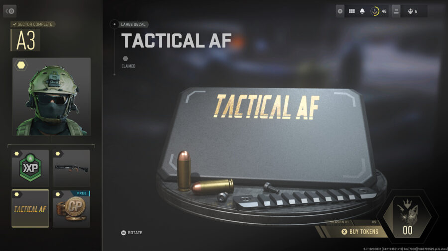 Tactical AF, et stort mærkat tilgængeligt i MW2 Battle Pass.