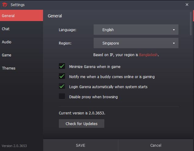 Tjek Region og Shard for en Garena League-konto