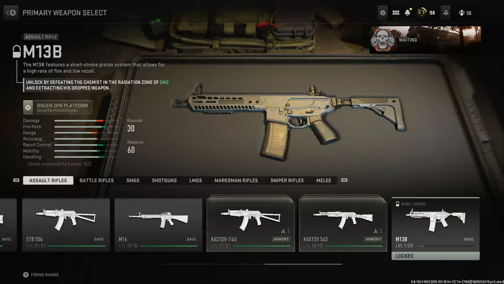 M13B Assault Rifle, der opnås ved at besejre Kemikeren i DMZ