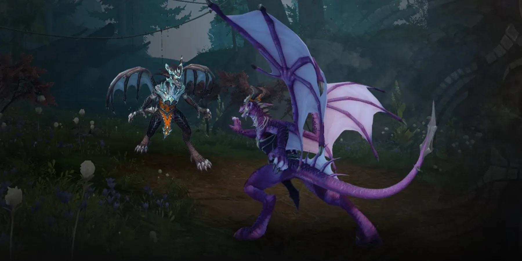 To Dractyr-evokers, der står over for hinanden i kamp i World of Warcraft