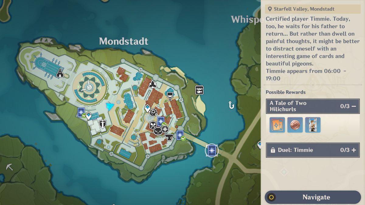 Et kort over Mondstat viser, hvor du skal starte Genshin Impacts nye samlekortspil.