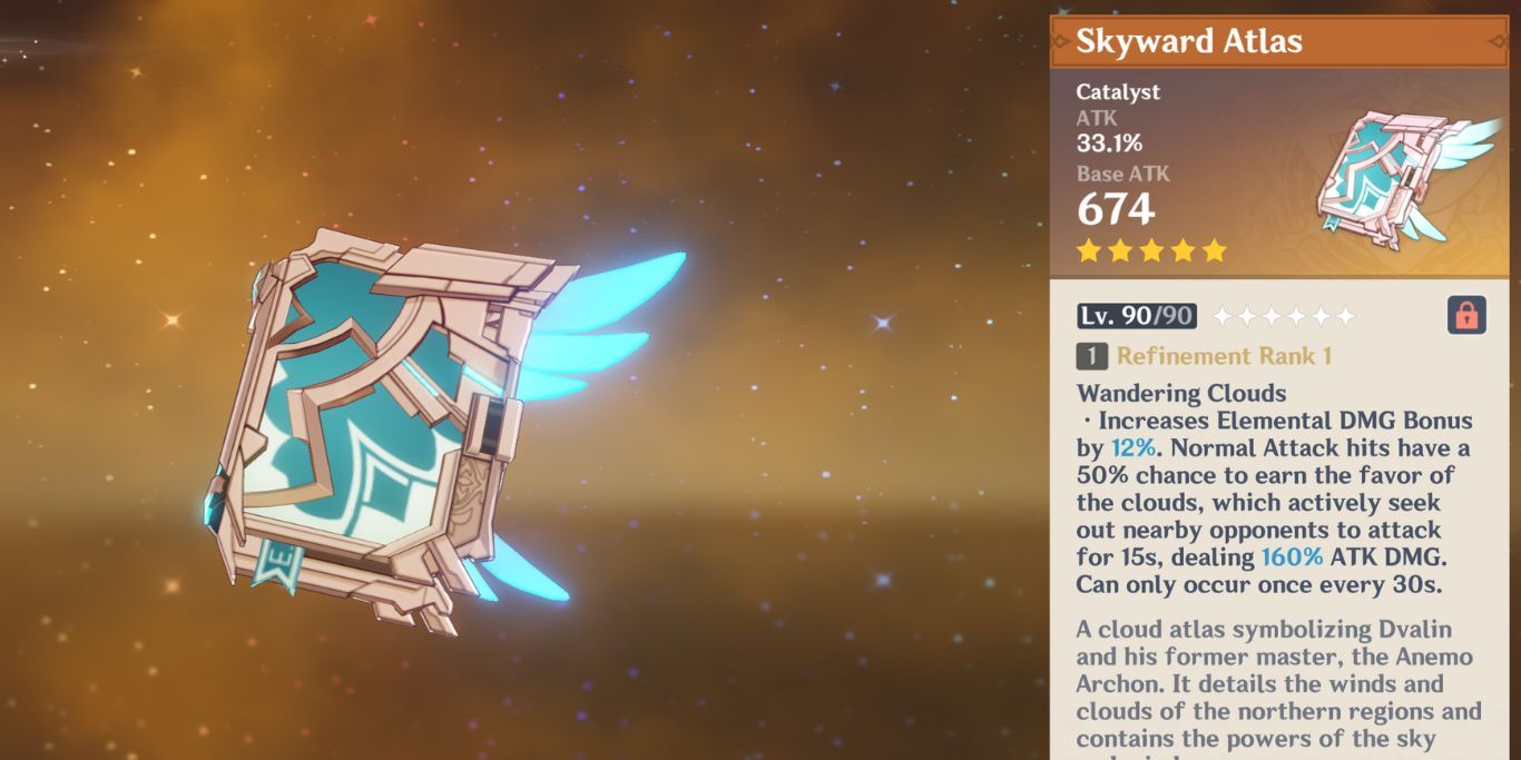 Genshin Impact Skyward Atlas med beskrivelse