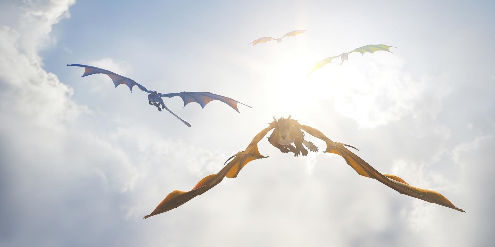 Fire Drakes Flying in the Sky i World of Warcrafts Dragonflight Expansion