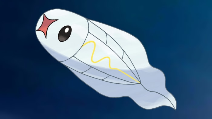 Tynamo på baggrunden af Pokémon Go Electric-typen.