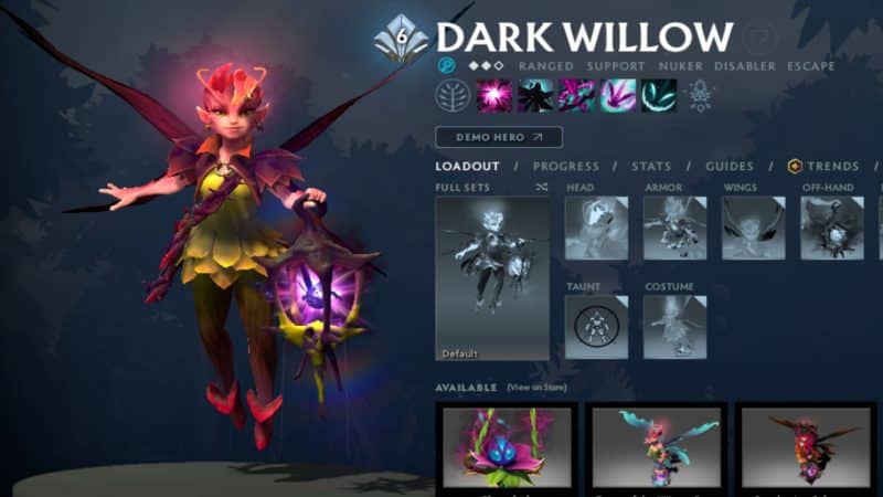 Dark Willow forbereder sig på at kæmpe mod fjendens helte i Dota 2
