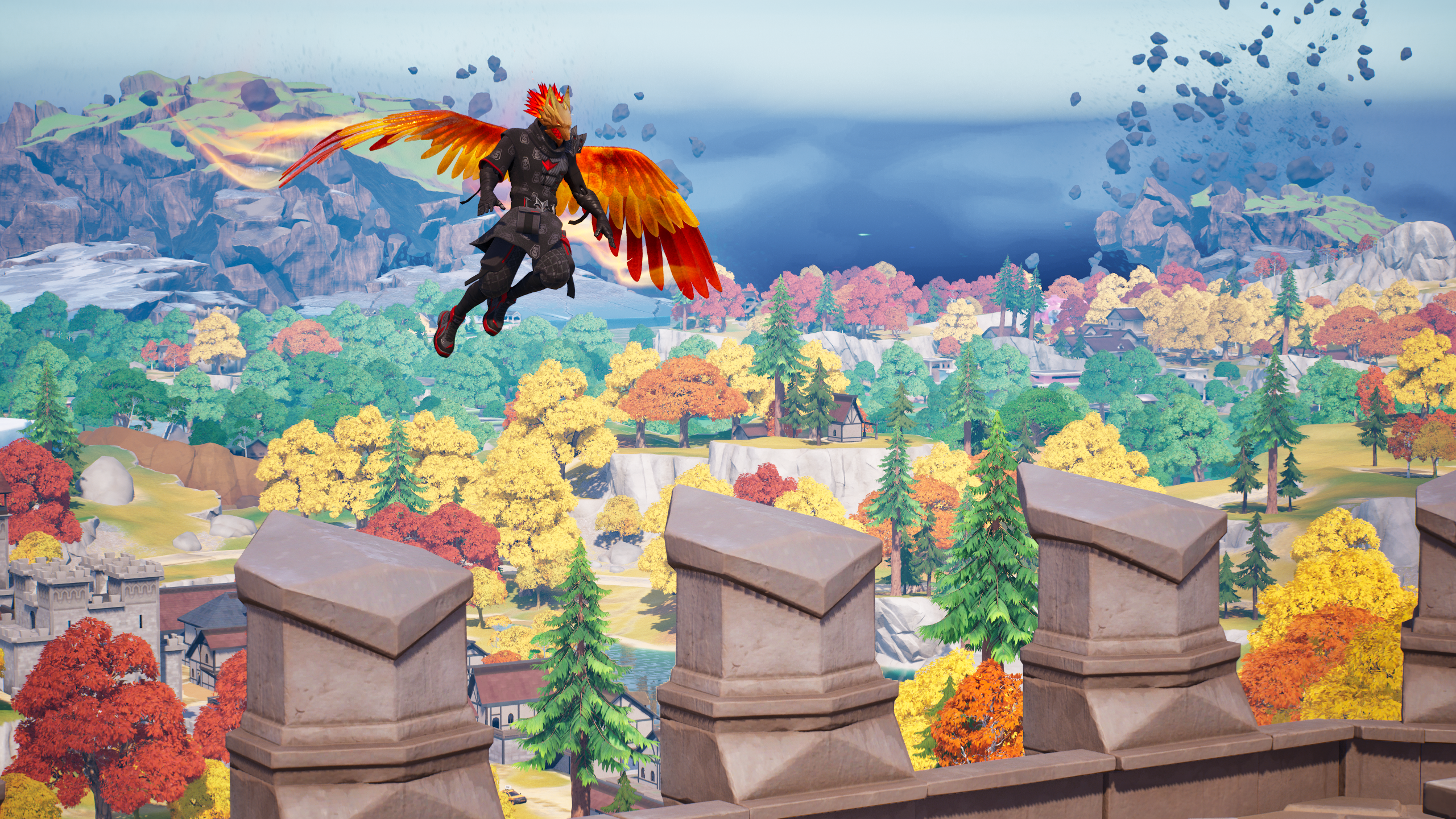 Fortnite Fortnite-karakter glider ned på slottets vægge