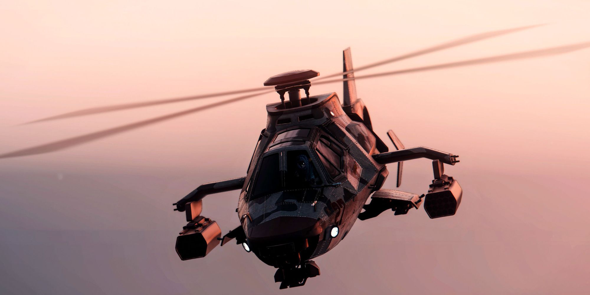 Akula Helicopter i GTA Online flyver gennem diset himmel