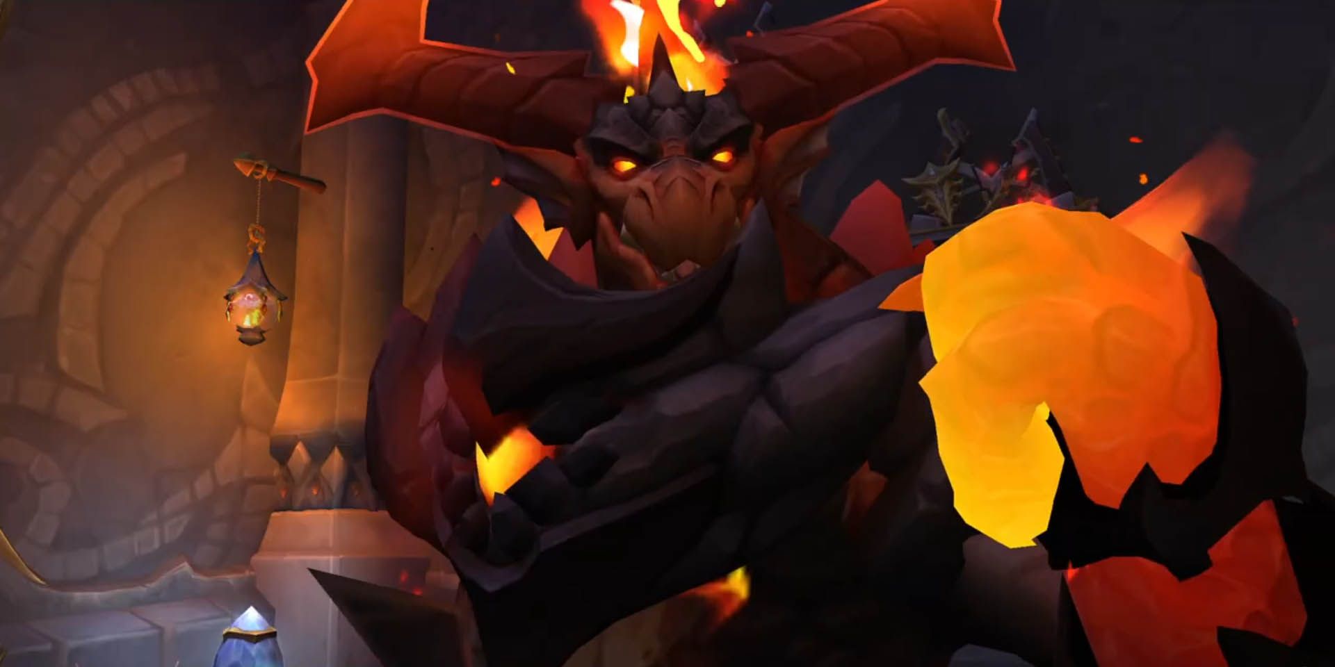 World of Warcraft - En brændende drage, der lyser rødt