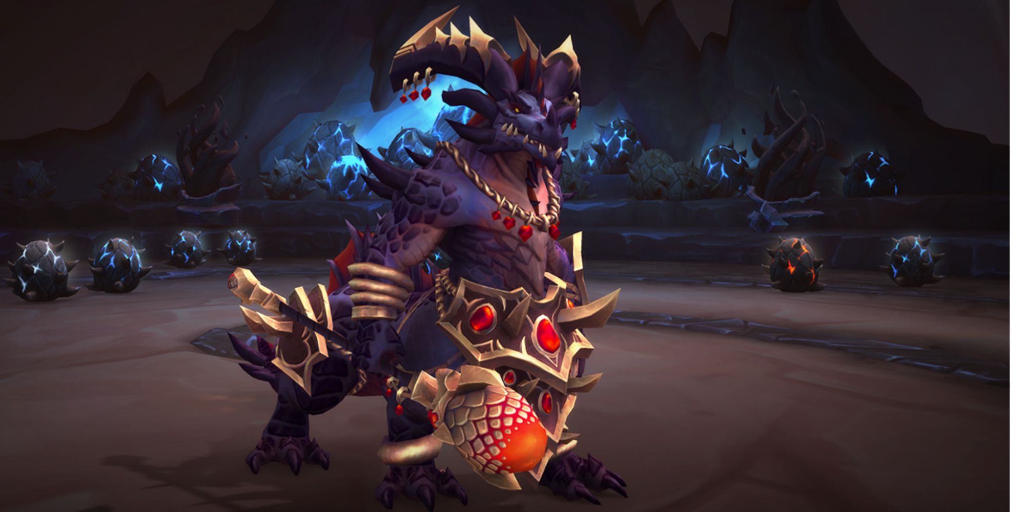 World of Warcraft: en firbenet drage, der svinger en stav, mens den beskytter sine æg