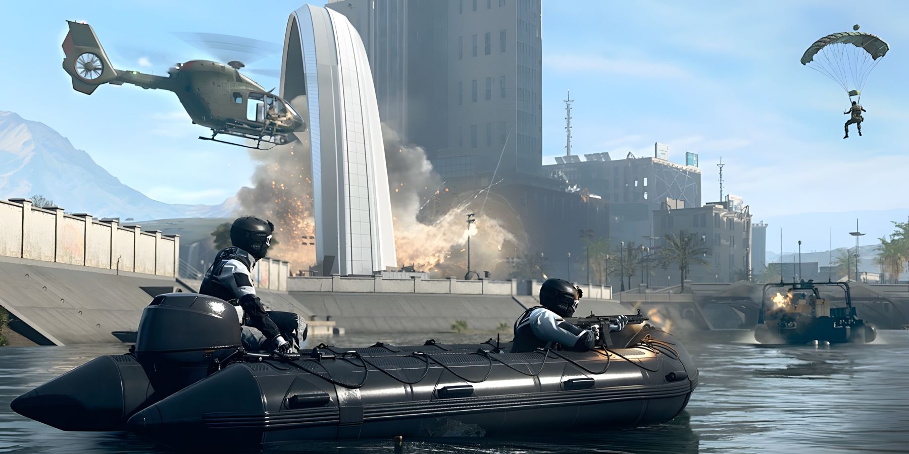 Warzone 2 screenshot showing a battle in the canals