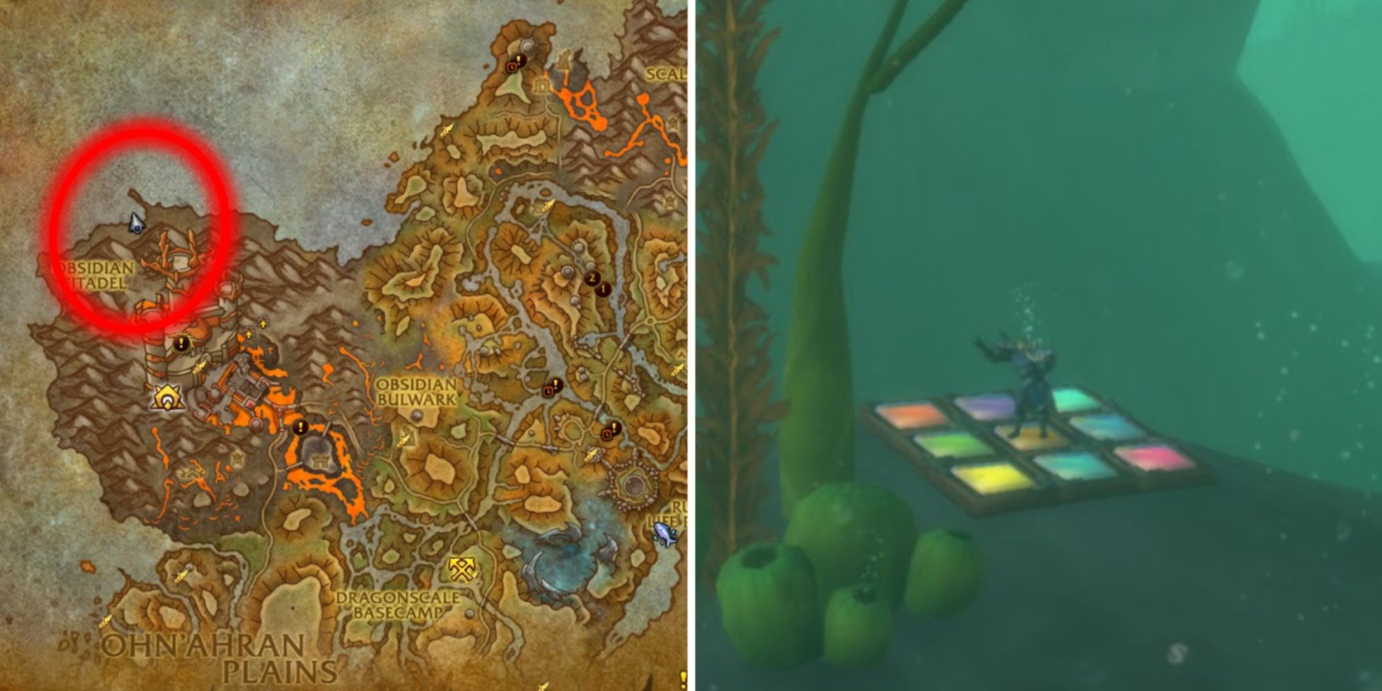Delt billede af en spiller, der bruger Underwater Dance Mat og kortplaceringen