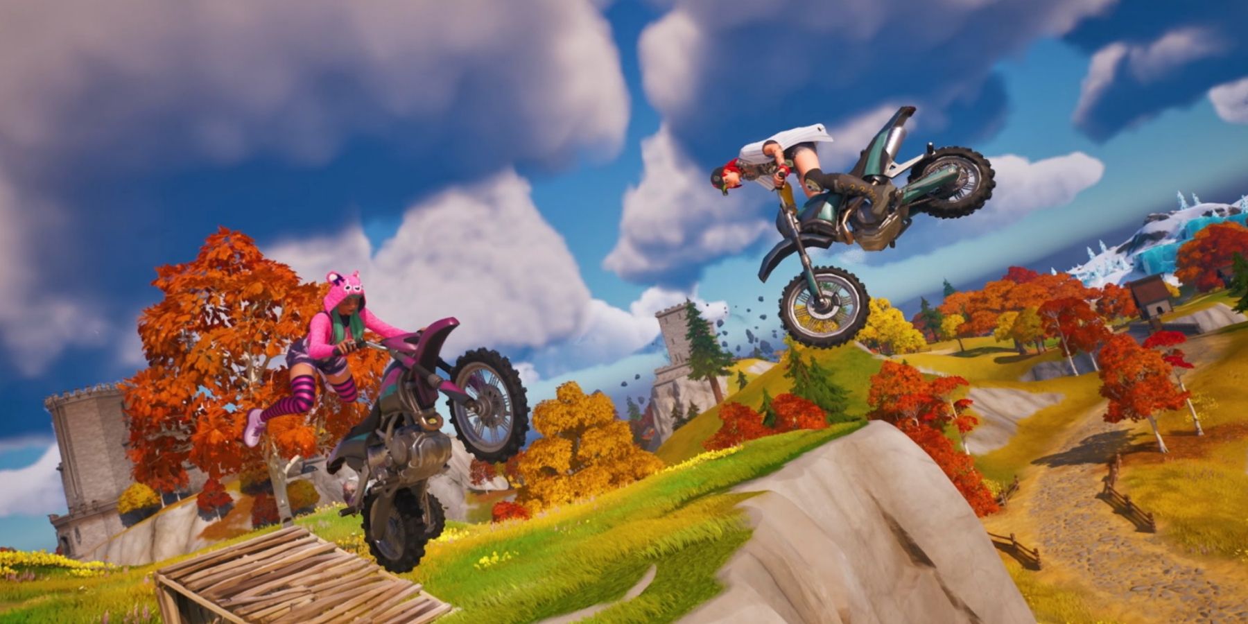 fortnite-spillere, der udfører et cykeltrick