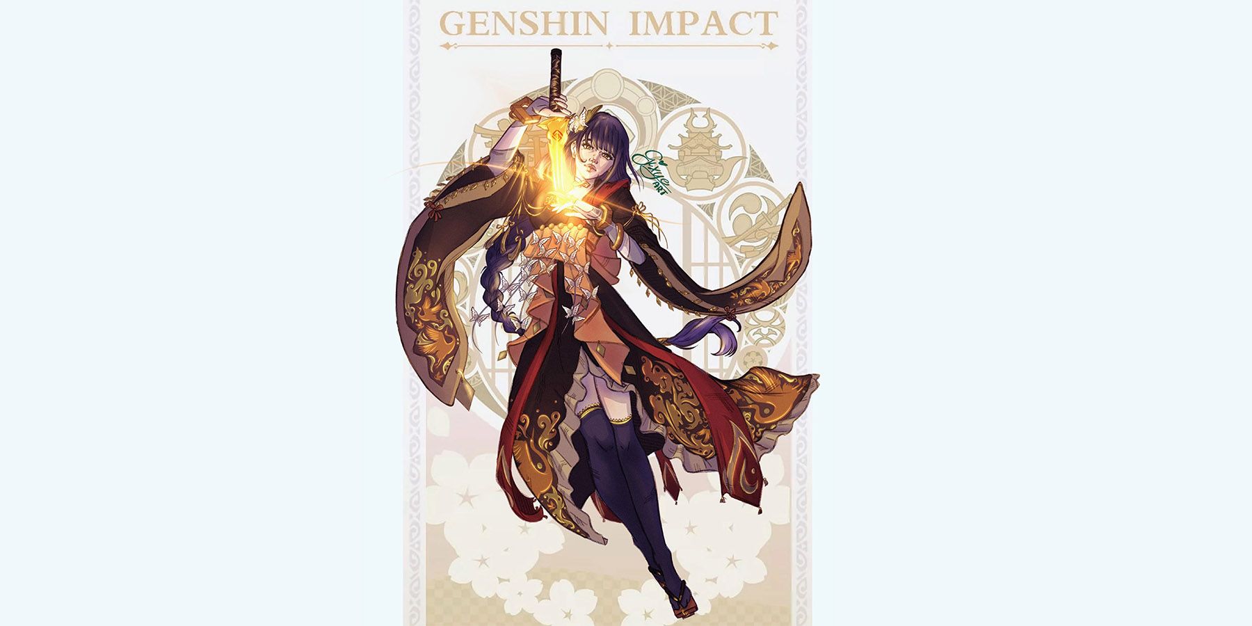 Genshin Impact Geo Raiden Shogun kunst