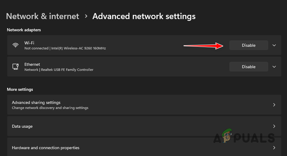 Deaktiverer WiFi-adapter
