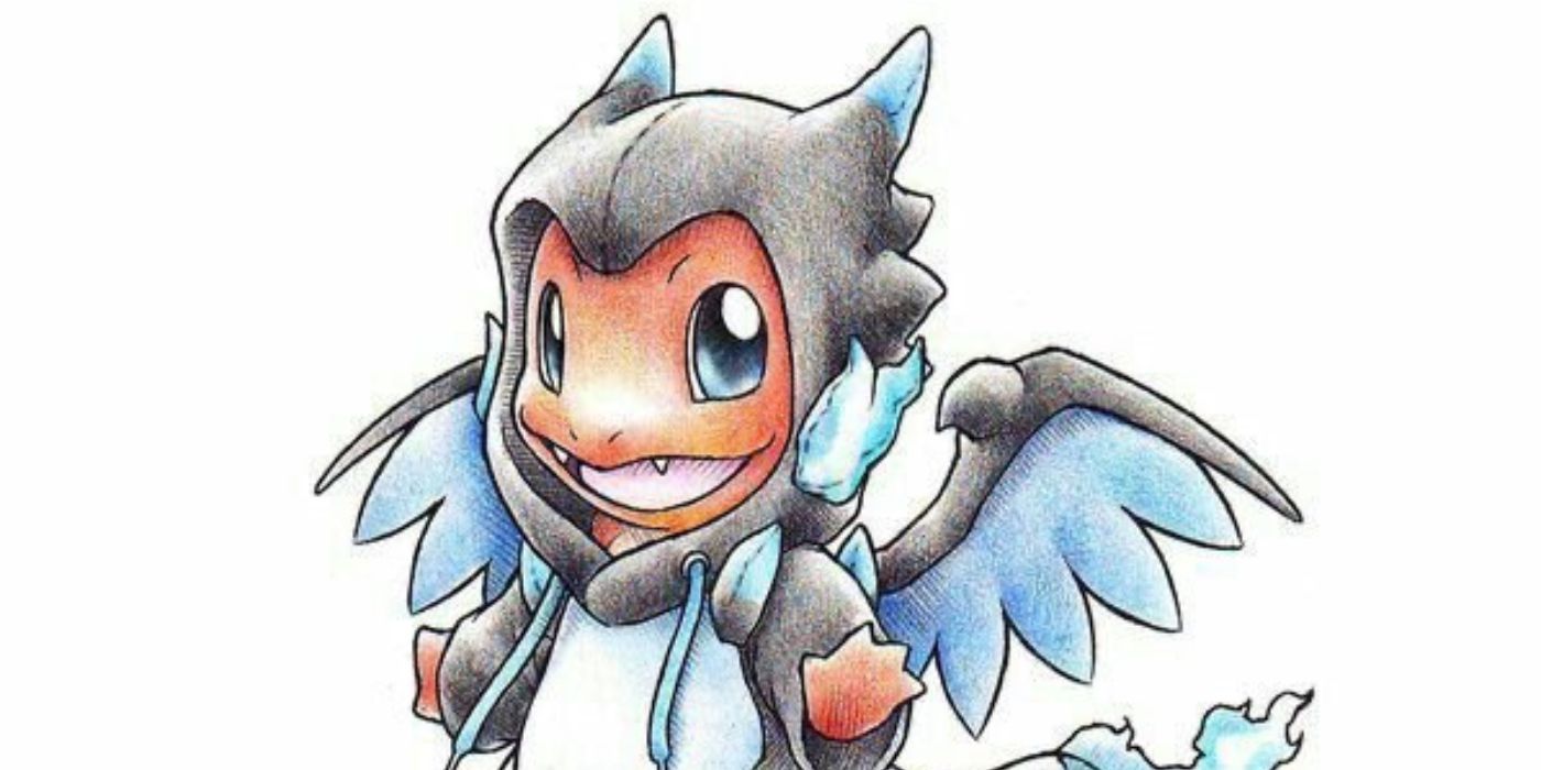 Charmander iført Mega Charizard PJs, By Art Time Pokemon Amino-2