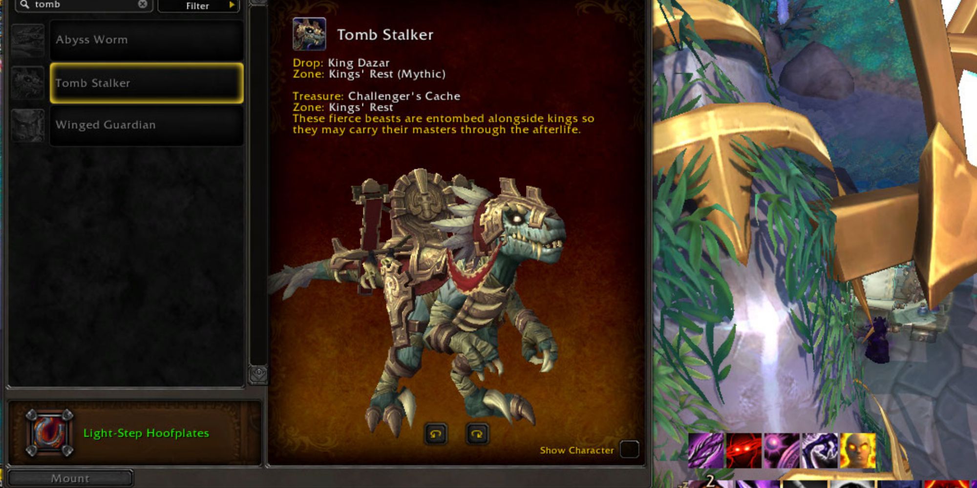 World of Warcraft en forstenet dinosaur pakket ind i bandager