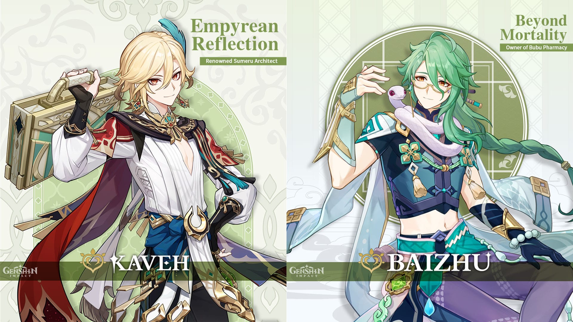 Genshin Impact afslører de nye karakterer i version 3.6, Baizhu & Kaveh