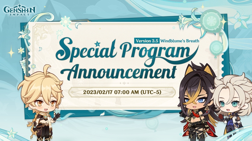 Tjek tidsplanen og streamlinket for Genshin Impact version 3.5 Special Program Preview