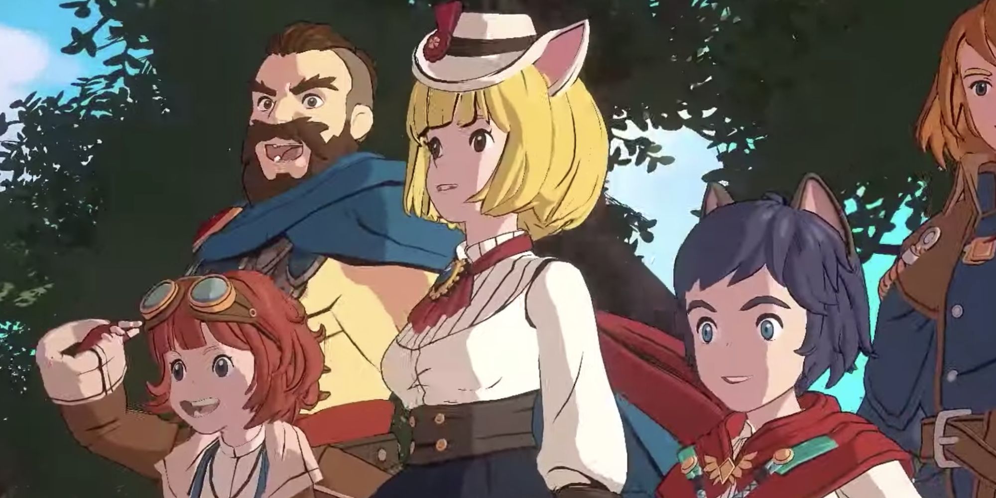 Ni No Kuni Cross Worlds Hovedkarakterer går ud til et åbent område sammen