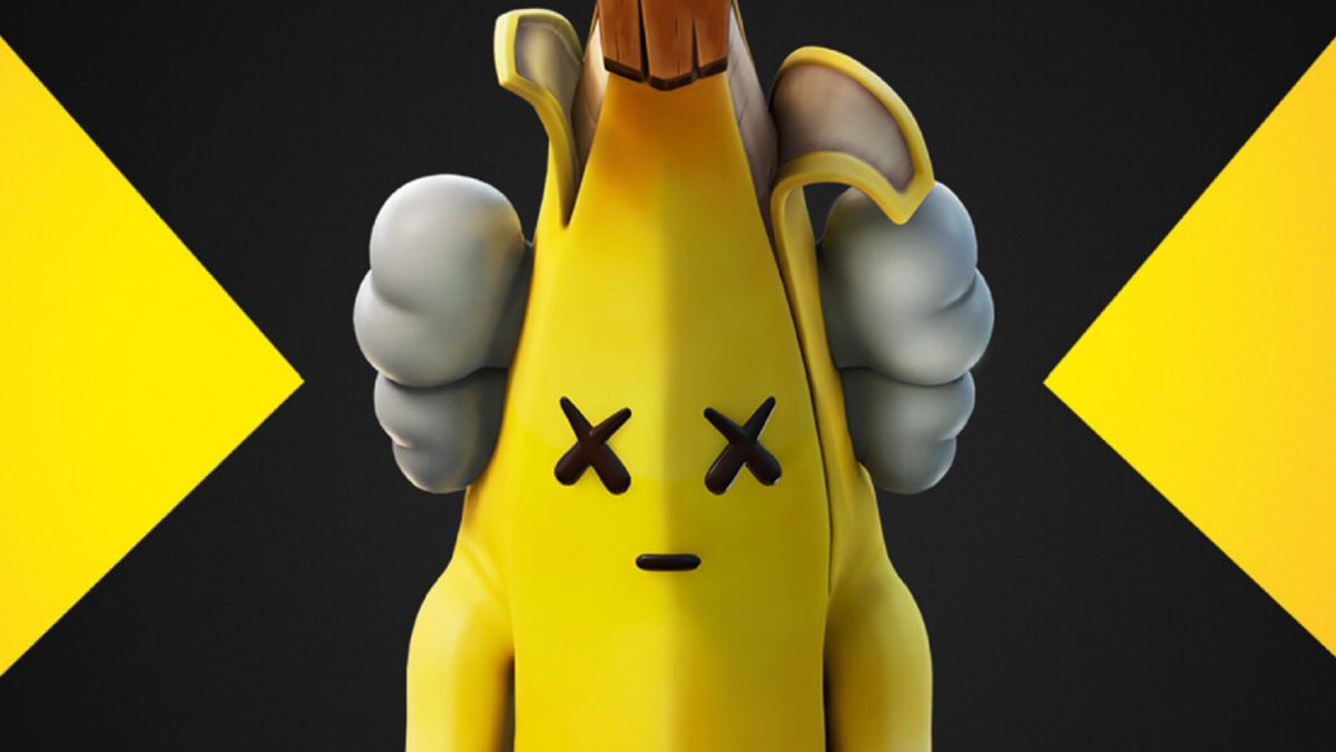 Peely from Fortnite with Xs for eyes