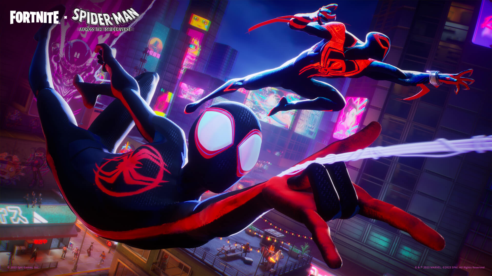 Miles Morales og Spider-Man 2099 svinger ind i Fortnite i dag