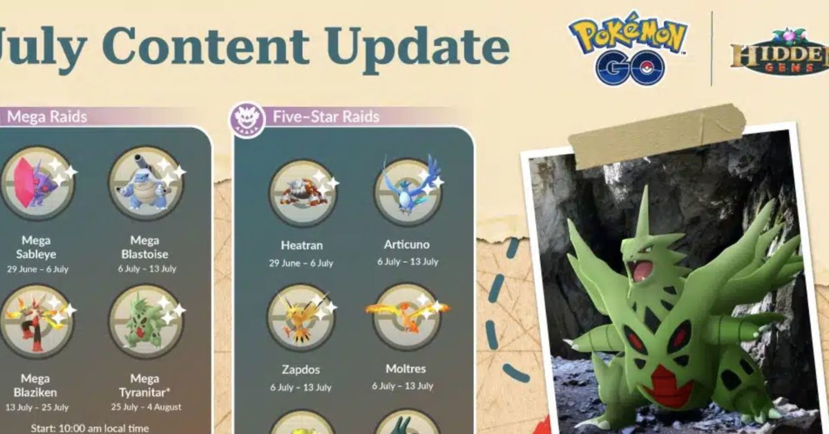Pokémon GO annoncerer indhold fra juli 2023 inklusive Mega Tyranitar
