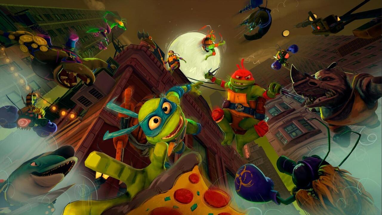 Nøglekunst til det kommende Teenage Mutant Ninja Turtles videospil.