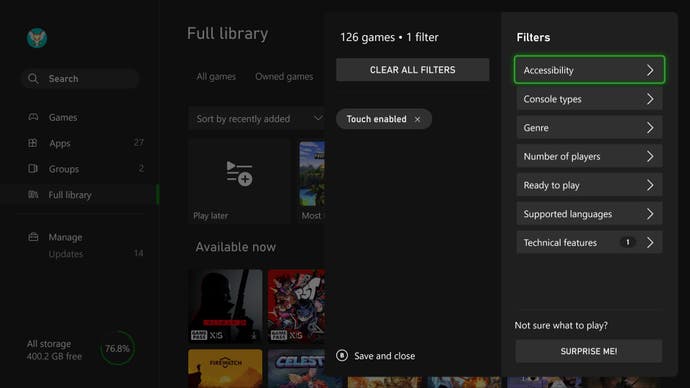 Forbedret filtrering og sortering for Xbox-spil og apps