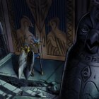 Valve overrasker Dota 2-fans med dramatisk forbedring Skywrath Mage stands at a giant door next to an owl statue in a Dota 2 comic.