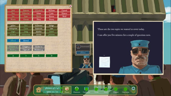 En politibetjent holder pressemøde i Rise of the Golden Idol