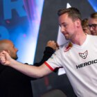 Heroic's CS:GO captain cadiaN greeting someone at BLAST Premier Fall Groups