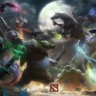 Naga Siren: Den ultimative guide til en stærk support i Dota 2 An assortment of Dota 2 heroes collide as the full moon rises, with abilities thrown in every direction.