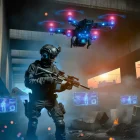 Futuristic soldier with advanced weaponry in urban combat zone for Call of Duty Black Ops 7 Season 3