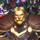 A group of adventurers, including a stern human warrior, gather their forces to defend Azeroth in World of Warcraft: Midnight.